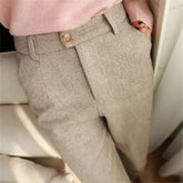 Women's Woolen Harem Pants - High Waisted Casual Pencil Trousers for Office & Autumn Winter - Himpall